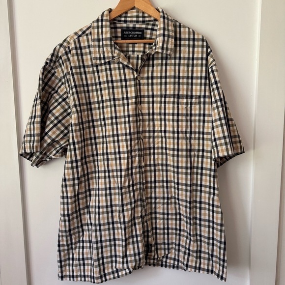 Y2K Abercrombie & Fitch Plaid Shirt Mens XL Oversized Skater Preppy Baggy Mall - Picture 1 of 7